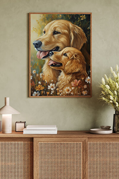 Dekorsiahome Pictură dintr-o bucată din lemn pentru câini drăguți TK0822