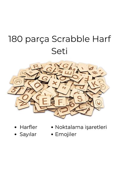 HippoDeco Wooden 180 Piece Letter Set |   4 cm Scrabble Letters, Numbers and Symbols – Decor & Memo Pad & Entertainment