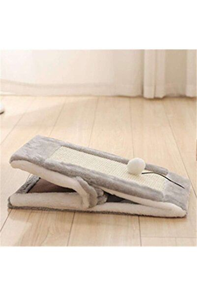 dalip Cat Bed with Play Area and Scratching Pad, 52x50x25cm, Foldable, Gray