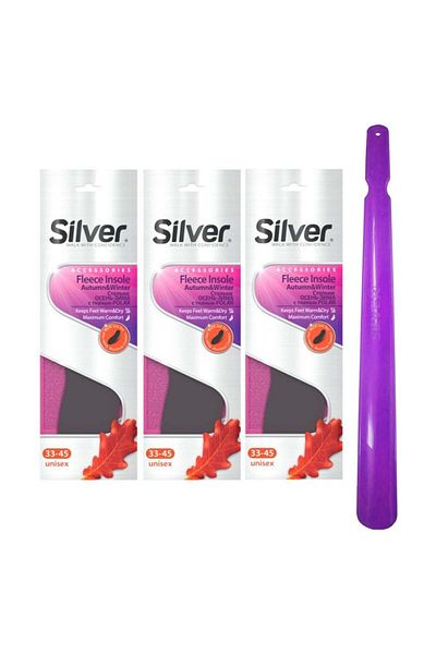 Silver Set 3 branturi de iarna si incaltator Silver, Polar, Unisex, 33-45, Gri