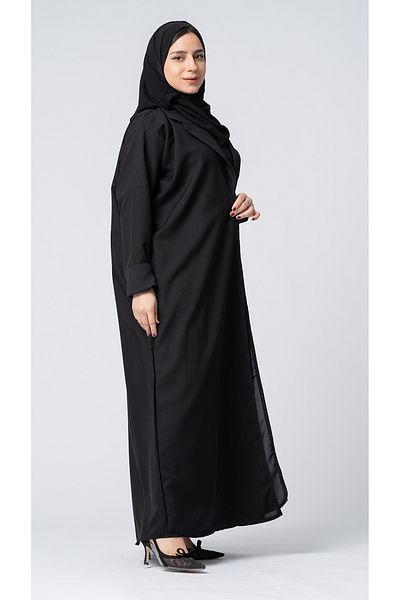 outline Black abaya blazer with attached dress