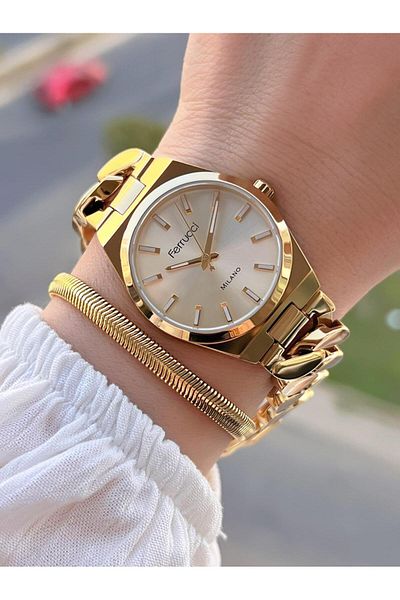 Ferrucci Steel Cord 2 Years Warranty 3 Atm Water Resistant Women Wrist Watch+Bracelet Bfc.03588.06