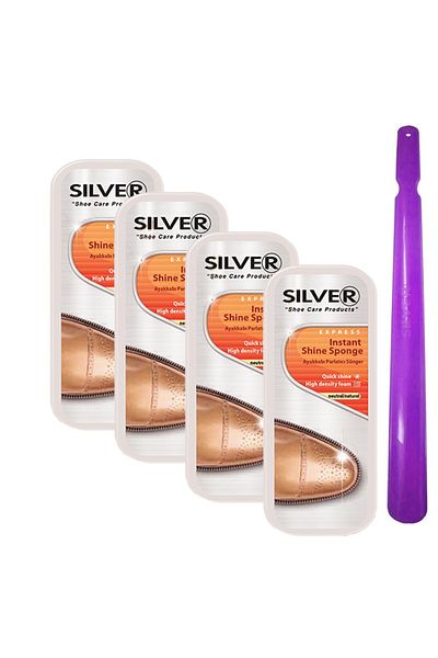 Silver Set 4 bureti cu silicon si incaltator 50 cm Silver, antistatic, transparent