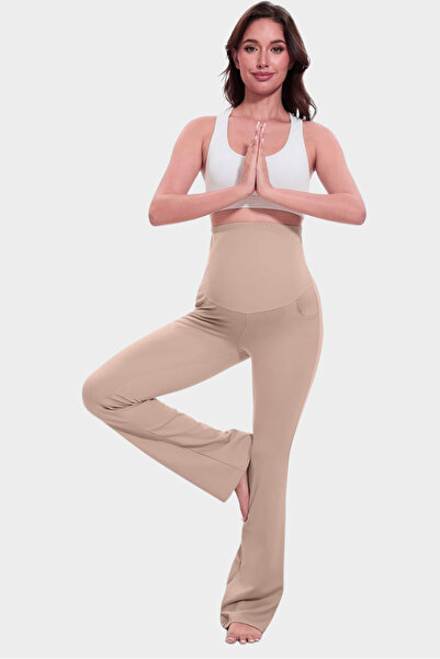 bodin Maternity Leggings with Pockets, Adjustable Waist, Stretchy, Tightening