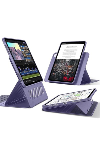 Terra Husa compatibila cu iPad Pro 13 2024, E8, Plastic, Mov