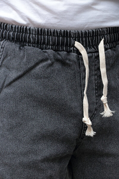 Osyday Erkek Gri Jogger Kargo Cepli Kot Pantolon - Lastikli Bel ve Paça, Esnek Kumaş