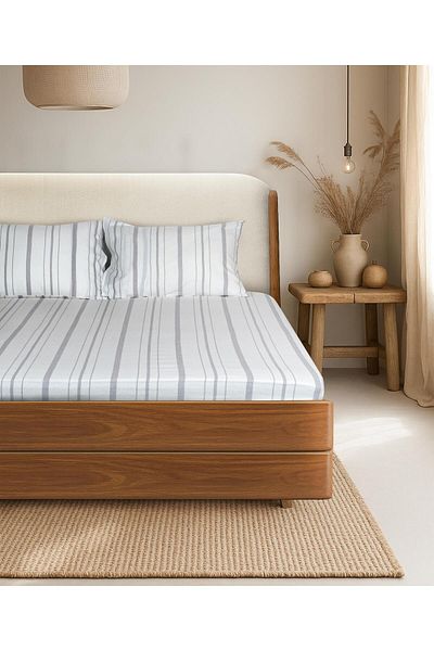 Menderes Home مجموعة القطن مجموعة ملاءات مخططة مفردة Solinea
