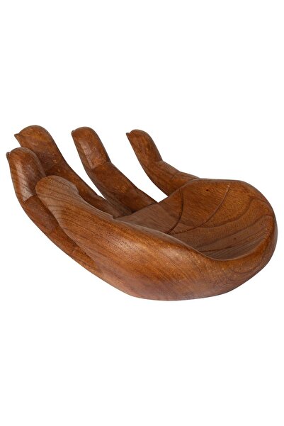 baliahşap Ahşap Peçetelik El Şeklinde Tik Ağacı, El Yapımı, Tek Parça