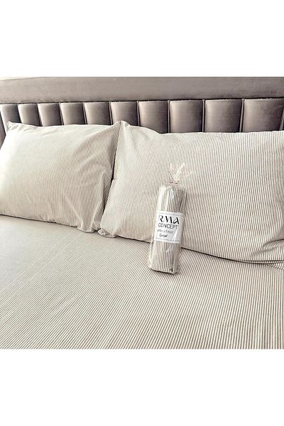 Arma Concept Single Striped Pattern Ranforce Fabric Fitted Elastic Sheet & 1 Pillow Case