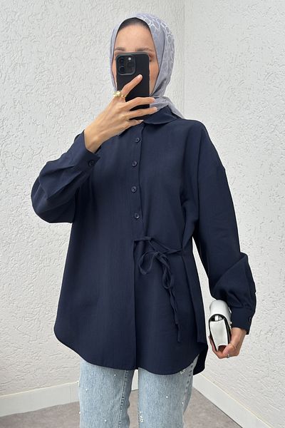 Salih Çelebi Side Tie Shirt 2220 – Dark Blue