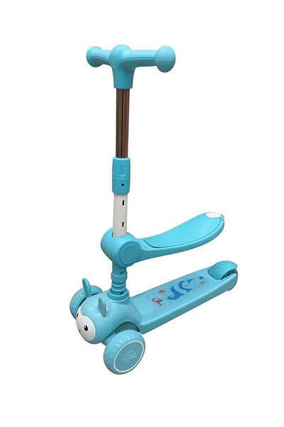 OEM Trotinetă 2 în 1 pentru copii, cu 3 roți, șezut, lumini și muzică