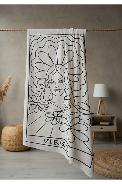 Doruklar Home Collection Modern Patterned Digital Printing Beach Sea Towel Peshtamal 80X160 cm Brs035