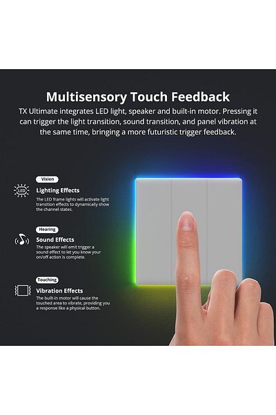 Sonoff Intrerupator Smart T5-2C-86 WiF cu Full Touch (2 canale), Lumina LED 10A 2400W