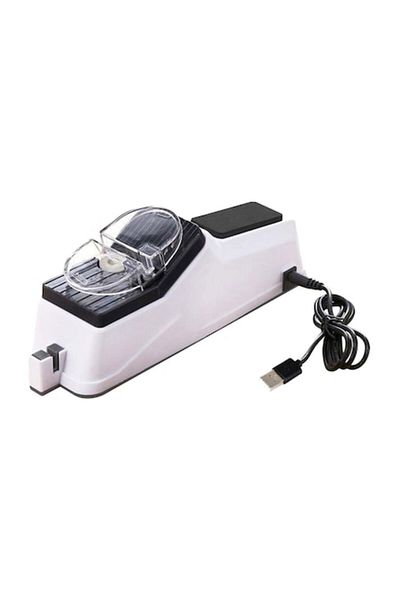 UIQ Electric Knife Sharpener with USB Connection, Plastic and Metal, White-Black