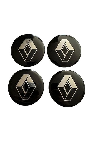 MAF Set of 4 Renault black sheet metal (aluminum) self-adhesive stickers emblems 65mm for caps ro