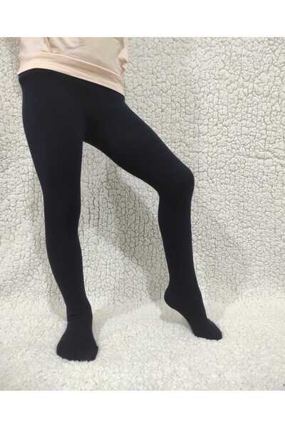 DÜVEN Тъмносини памучни дебели чорапогащи за момичета