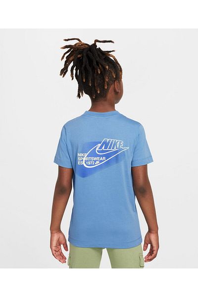Nike 100% Cotton Dual-side Graphic Short Sleeves T-Shirt - Aegean Storm