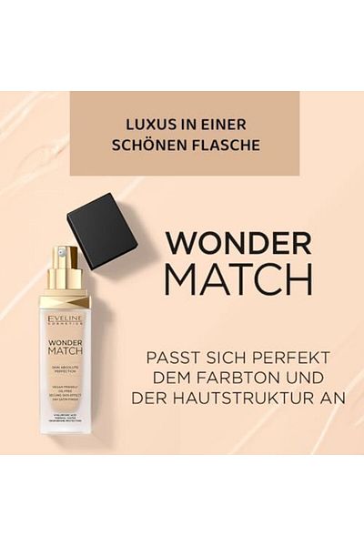 Eveline Cosmetics Wonder Match Foundation from Eveline Cosmetics, Shade No. 40 Beige, Liquid Face Foundation, 30ml, Al
