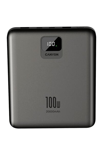 CANYON Baterie externa, PB-2008 LED FLAT 20000 mAh PD100W QC3.0 Gri inchis