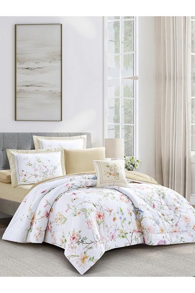 Donetella 7-Piece Digital Print Comforter Set – King Size Fits 200x200 cm, Soft Microfiber Bedding Set.