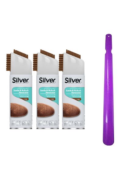 Silver Set 3x spray maro pentru nubuck/piele întoarsă 250ml + încălțător 50 cm