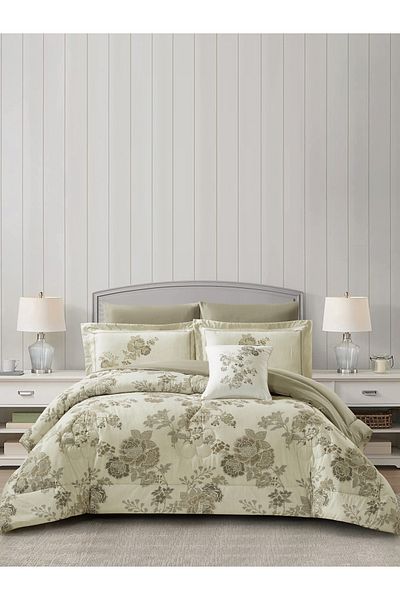 Donetella 7-Piece Digital Print Comforter Set – King Size Fits 200x200 cm, Soft Microfiber Bedding Set.