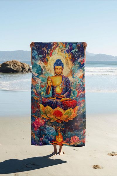 Doruklar Home Collection Modern Patterned Digital Printing Beach Sea Towel Peshtamal 80X160 cm Brs037