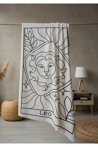 Doruklar Home Collection Modern Patterned Digital Printing Beach Sea Towel Peshtamal 80X160 cm Brs042