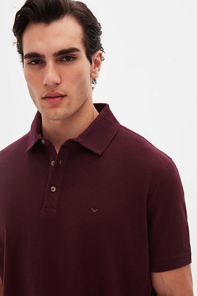 D'S Damat Tricou cu textura Ds Groom Regular Fit Plum Pique