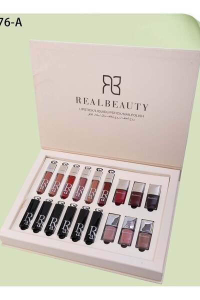 real beauty صندوق - أحمر الشفاه وطلاء الأظافر