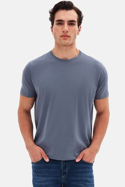 D'S Damat Tricou Ds Groom Regular Fit, cu broderie simplă, 100% bumbac