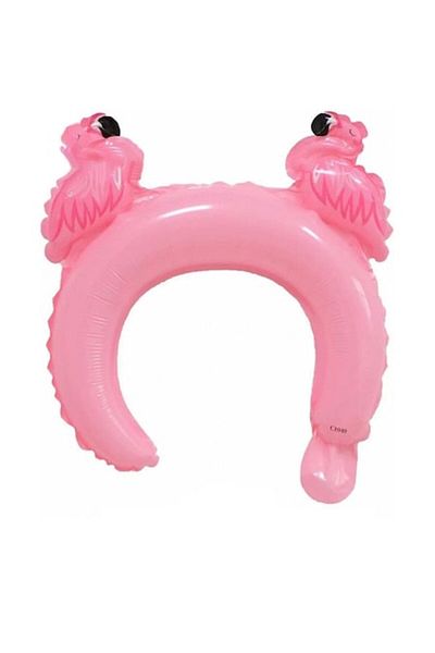 Terra Metallic Foil Balloon, Crown Type with Ears, Flamingo Pattern, Pink