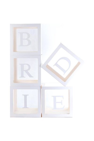 Terra Set 5 Cutii pentru Baloane, Model Scris Bride, Tematica Nunta