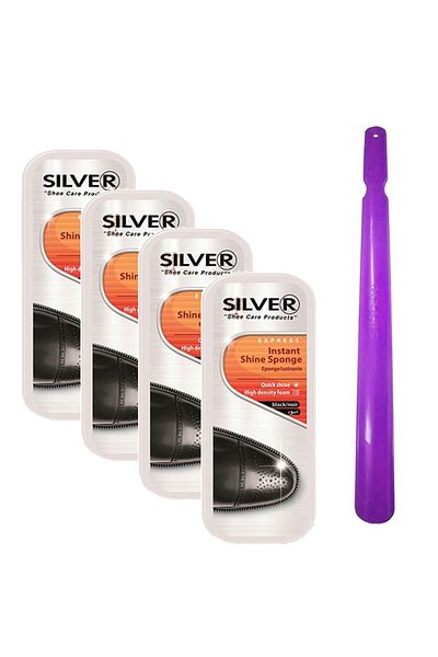 Silver Set 4 bureti cu silicon si incaltator 50 cm Silver, antistatic, negru