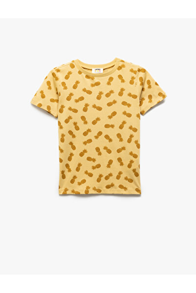 Koton Cotton Pineapple Printed Crew Neck Short Sleeve T-Shirt