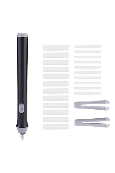 Flippy Radieră electrică, rabatabilă, pentru schițe și artă, grosimea vârfului 3 mm/5 mm, neagră