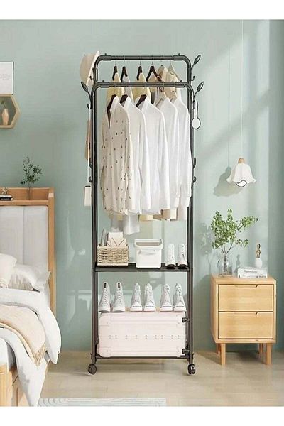 ZeeSquare Heavy-Duty Metal Cloth Rack & Shoe Rack – Multifunctional Freestanding Organizer with Shelves and