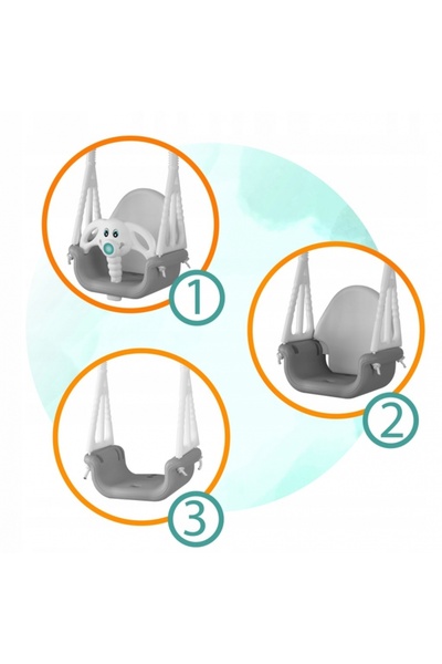 Ricokids Convertible 3in1 garden swing for children Elephant Grey/White indoor/outdoor use