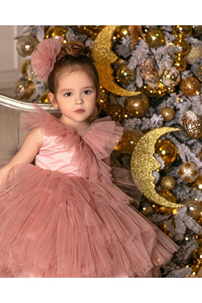 sara tasarım Melis Kız Çocuk için 4 Yaş Pembe Elbise