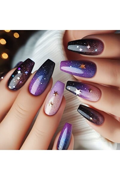 Choice 1826 24 قطعة/مجموعة أظافر صناعية متوسطة الطول بأطراف أظافر مربعة لامعة...