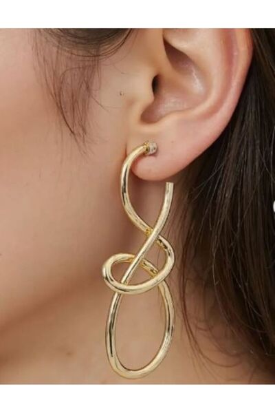 Alyas Aksesuar أقراط دائرية أنيقة ذات لون ذهبي