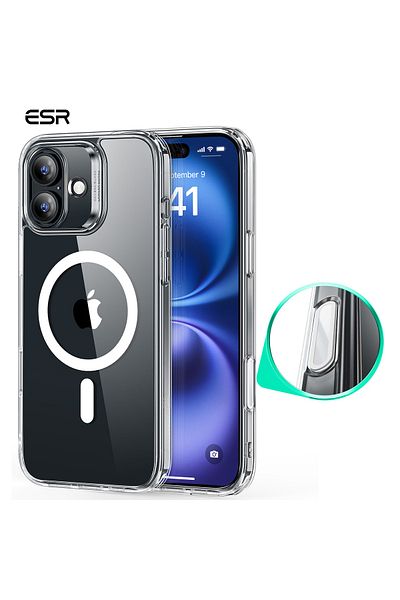 ESR حافظة آيفون 16 بلس هالولوك ماجسيف كلاسيك هايبرد من السيليكون شفافة - زر التحكم في الكاميرا