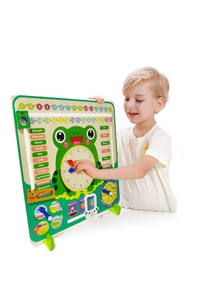 sallma Calendar din lemn Montessori - Broscuta ceas si anotimpurile