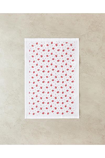 English Home Strawberries Cotton Drying Cloth Red