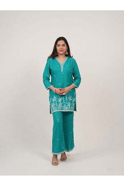 Lehar Green Embroidered Kurta Pant Set