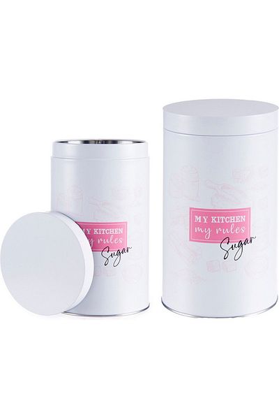 kinvara White Metal Box for Sugar