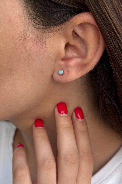 Utku Kuyumculuk 22 AYAR FİRUZE TAŞLI NOKTA KÜPE