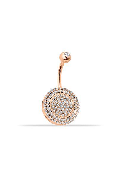 14 Ayar Altın Büyük Sıra Taşlı Daire Göbek Piercing