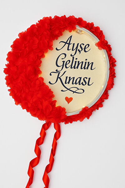 Evsay İsimli Ledli Şeffaf Gelin Tefi Lazer Çiçekli İncili Düğün Kına Nedime Bride Parti Defi Şeffaf Pvcli