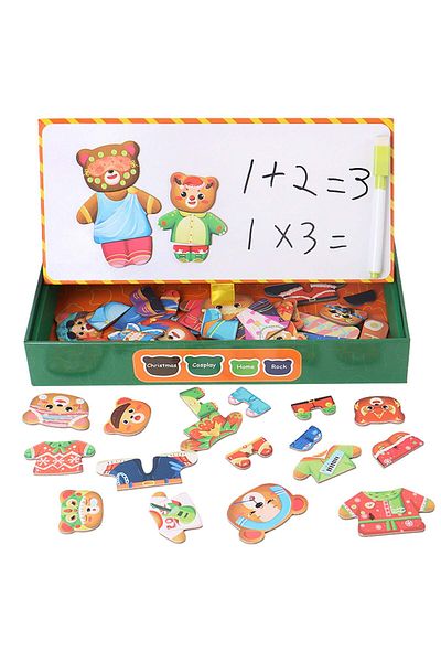 SARALMA Magnetic dress-up puzzle, teddy bear family, 52 pieces, 3 years+